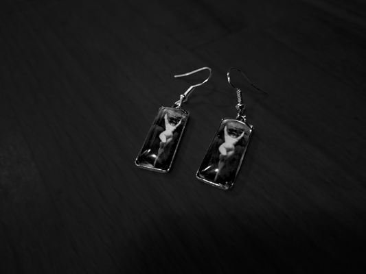 Goth Gothic Witchy Occult Succubus "Lilith" Inspired Stainless Steel rectangle image earrings