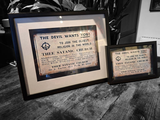 framed art "Thee Church Of Satan" :Oddity Curiosity satanic goth witchy homeware