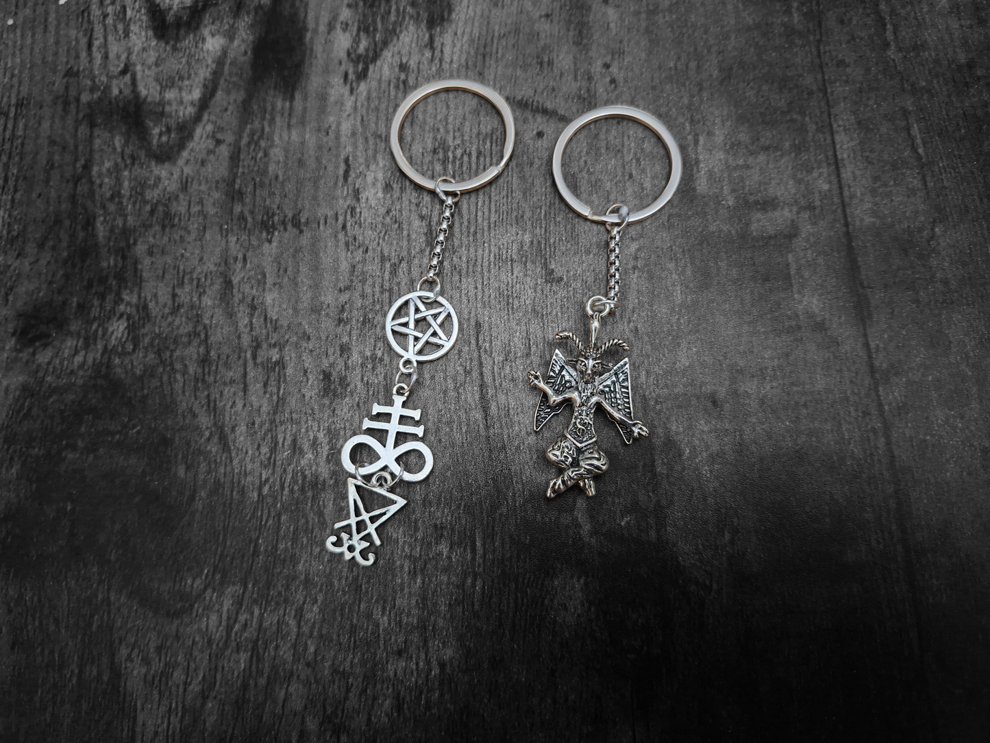 oddity curiosity goth gothic witchy killstar satanic Occult Baphomet or satanic trinity key ring