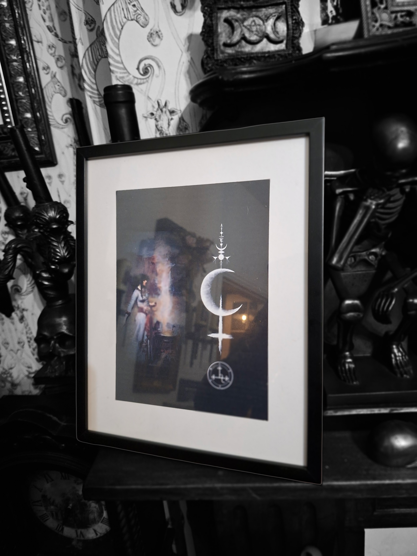 Oddity Curiosity Witchy Witch Witchcraft Occult "Witch with sigil of lilith " framed art