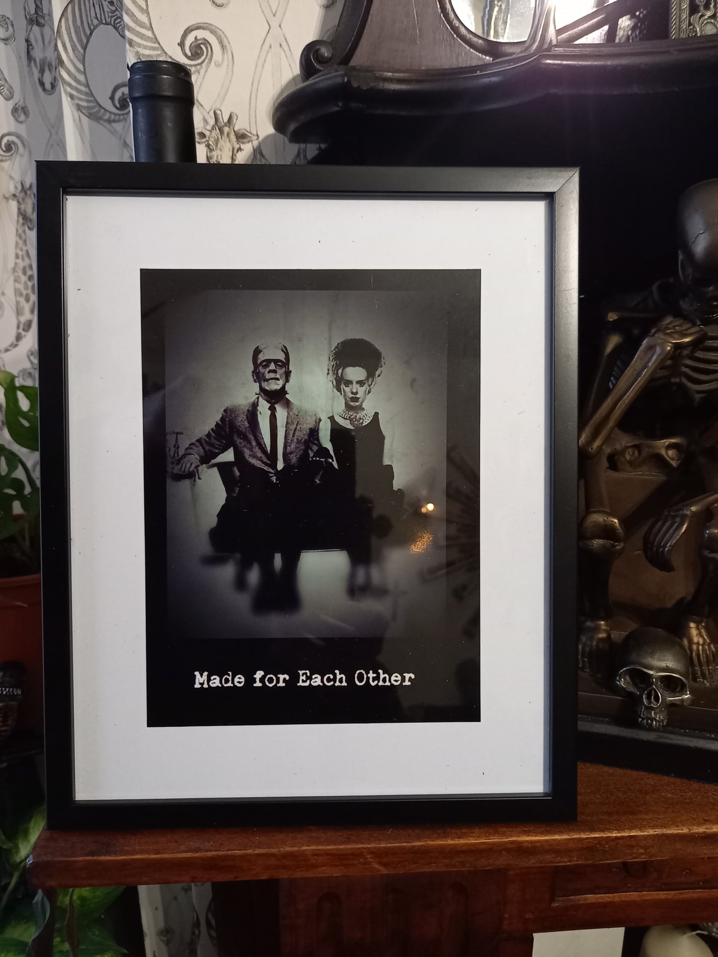 Frankenstein & breakfast at tiffany's mash up inspired "made for each other "frame