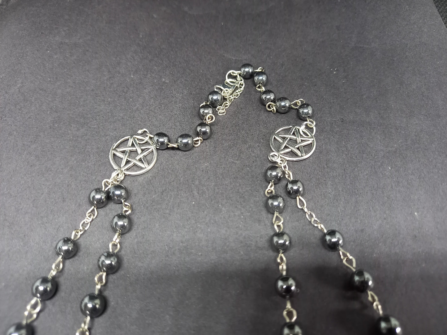 Occult "Satanic Trinity ,three inverted crosses with inverted pentagram" double layer rosary