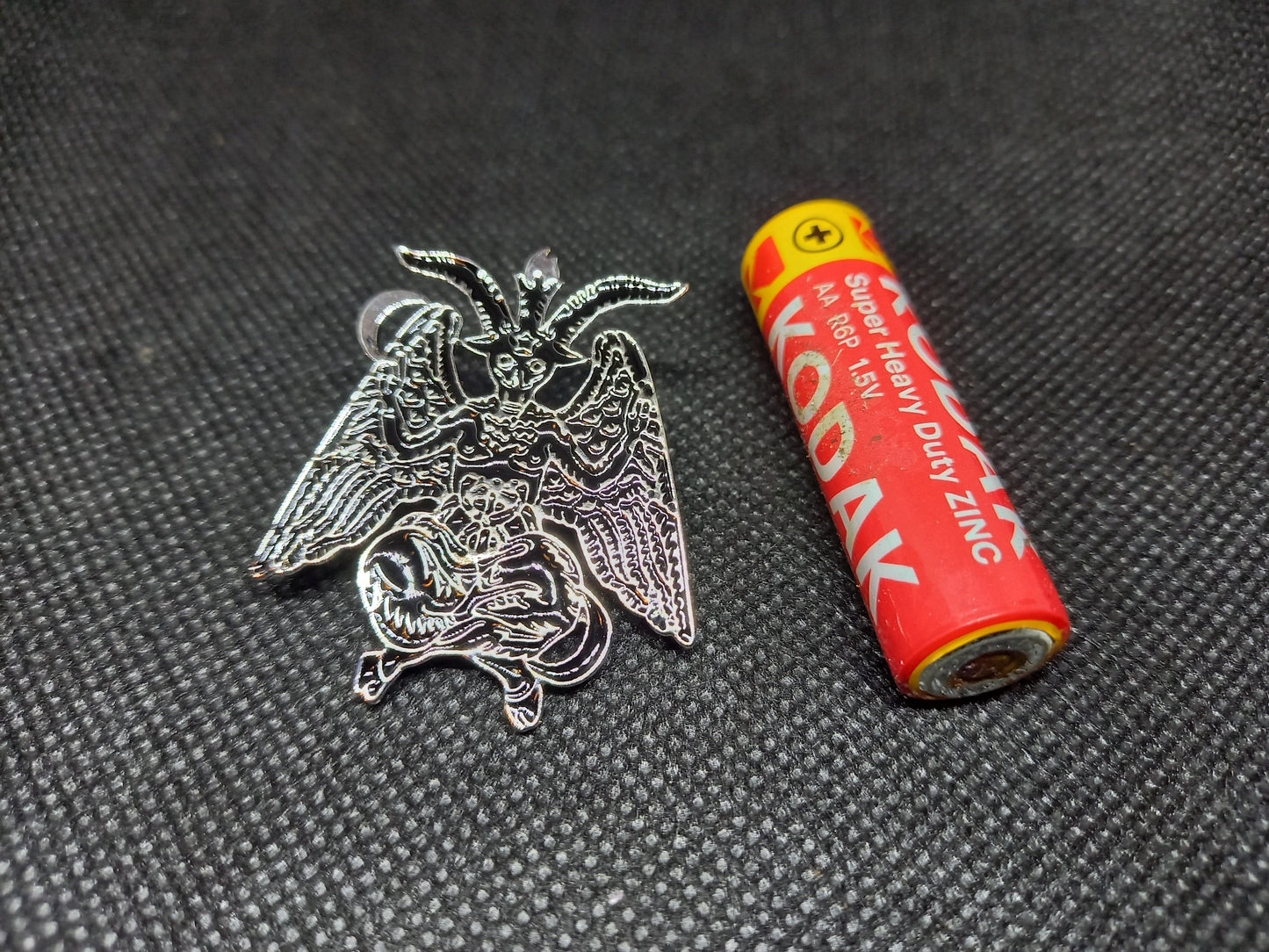Occult Satanic large black enamel "Baphomet" pin badge