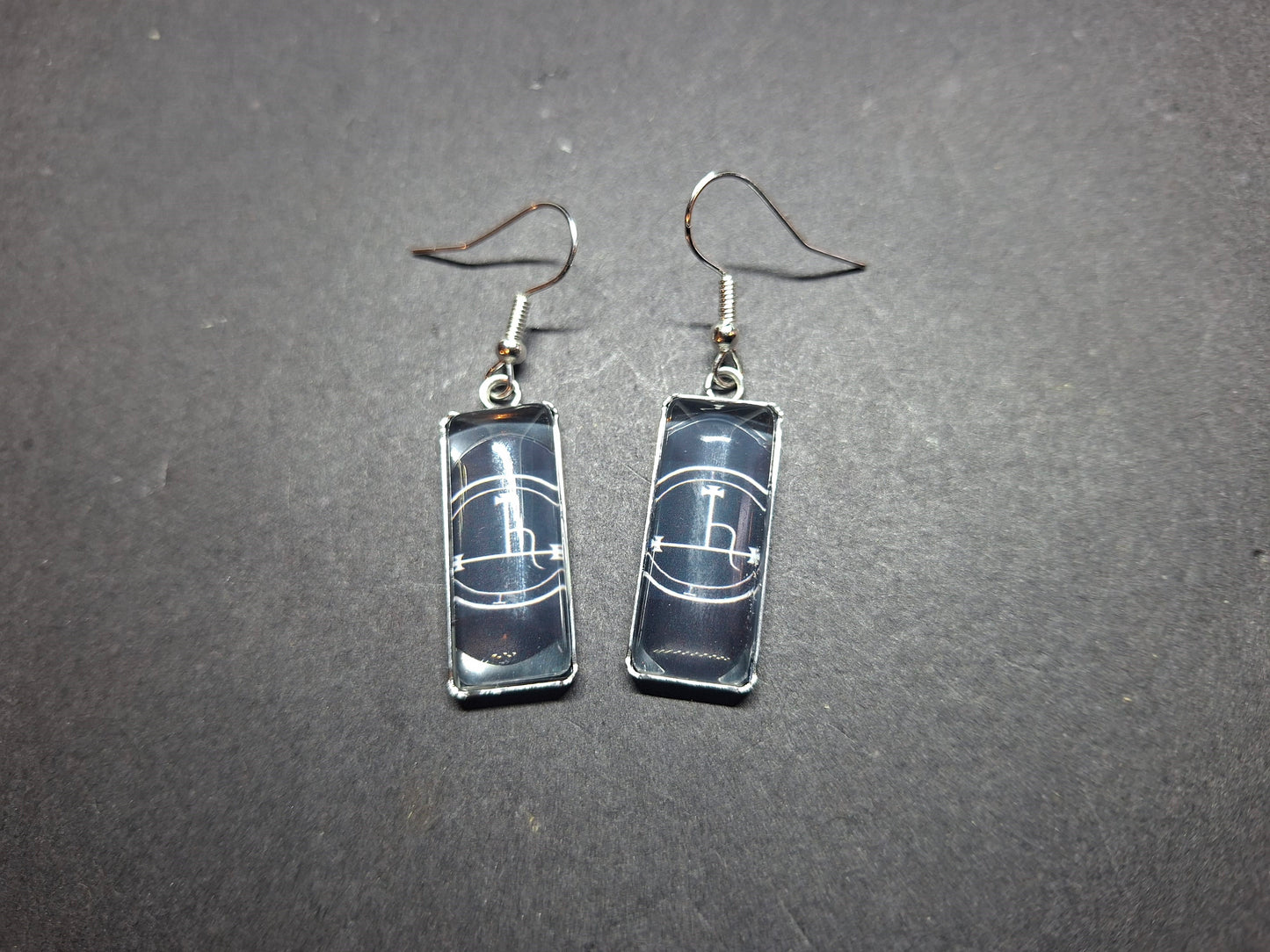 Goth Gothic Witchy Occult Sigil of "Lilith" Inspired Stainless Steel rectangle image earrings