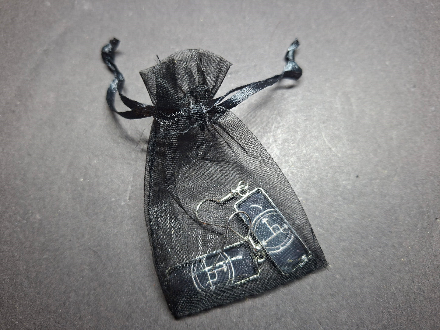 Goth Gothic Witchy Occult Sigil of "Lilith" Inspired Stainless Steel rectangle image earrings
