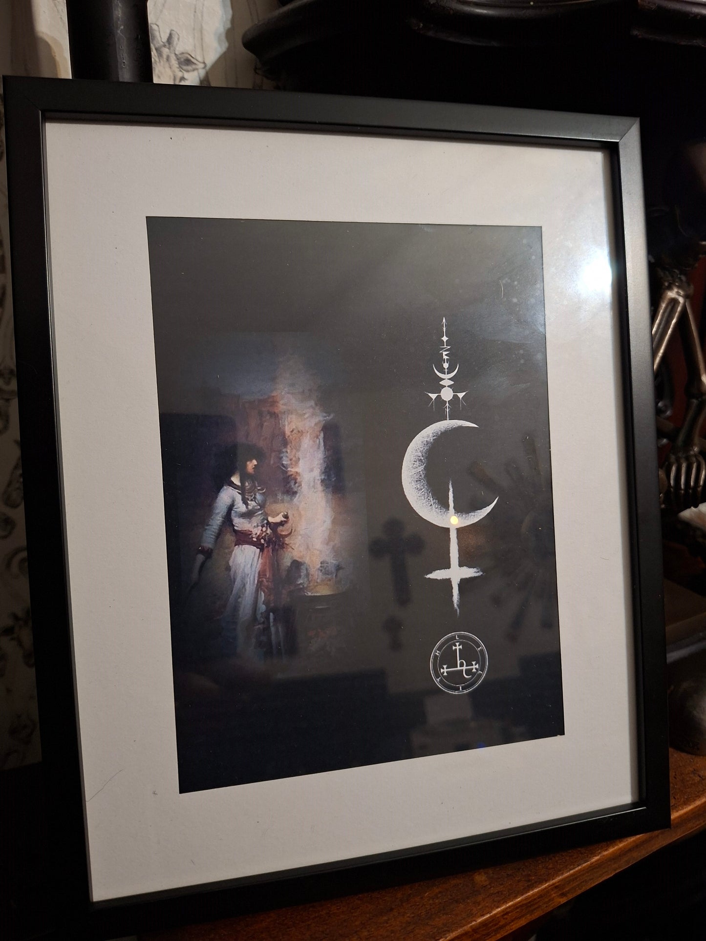 Oddity Curiosity Witchy Witch Witchcraft Occult "Witch with sigil of lilith " framed art
