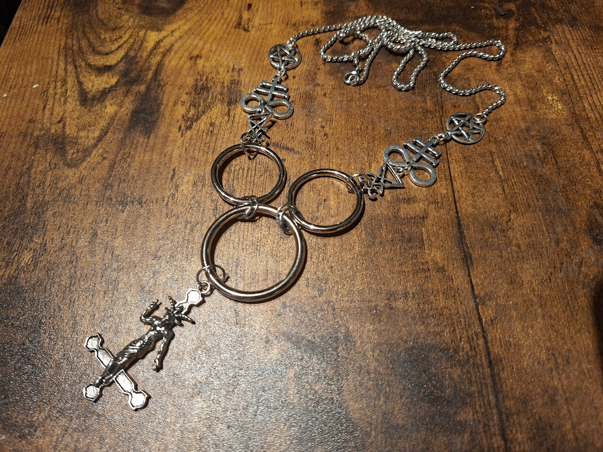 O Ring Necklace • Satanic Trinity • Custom Charm • Occult Gothic Witchy