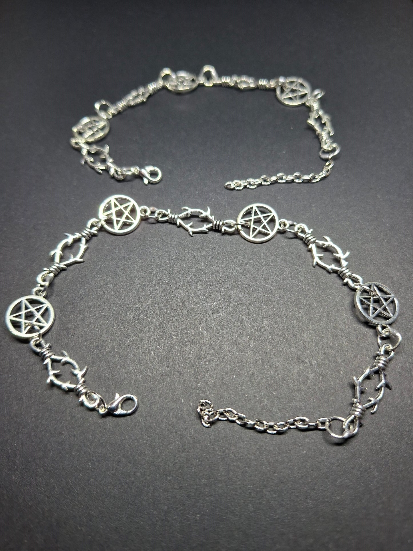 Pentagram and thorn detail bracelet, Occult / Ritual Jewelry :goth witch witchy