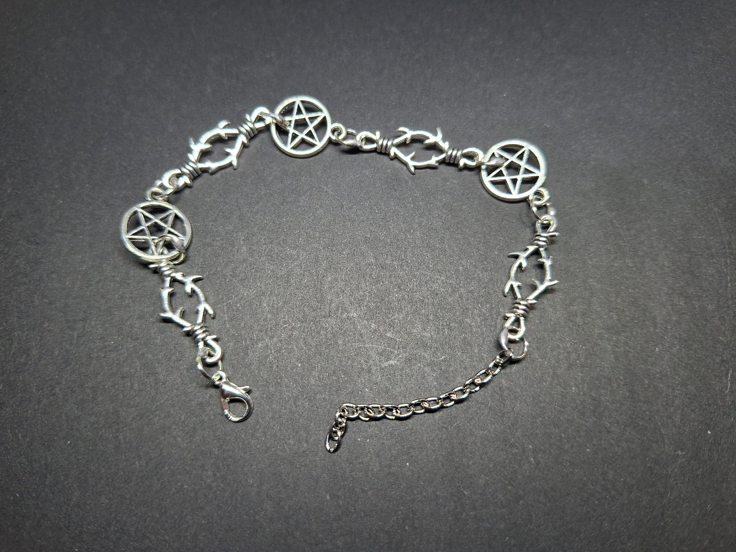 Pentagram and thorn detail bracelet, Occult / Ritual Jewelry :goth witch witchy