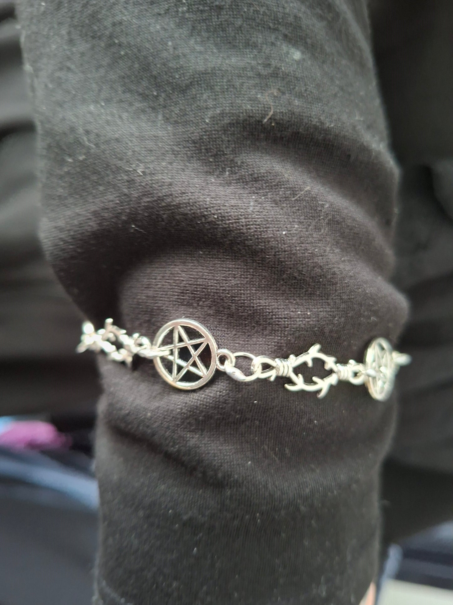 Pentagram and thorn detail bracelet, Occult / Ritual Jewelry :goth witch witchy