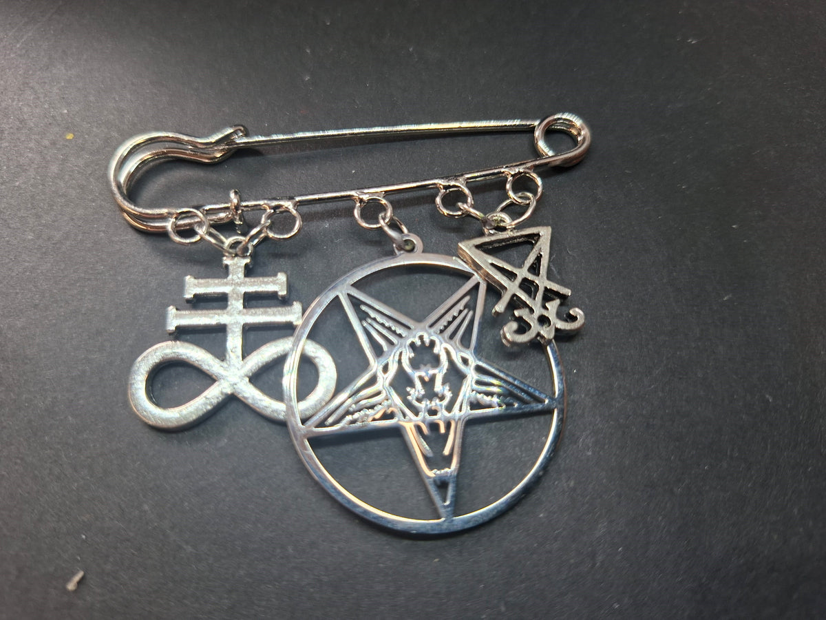 Satanic Trinity Kilt Pin Brooch – Occult Witchy Gothic Accessory