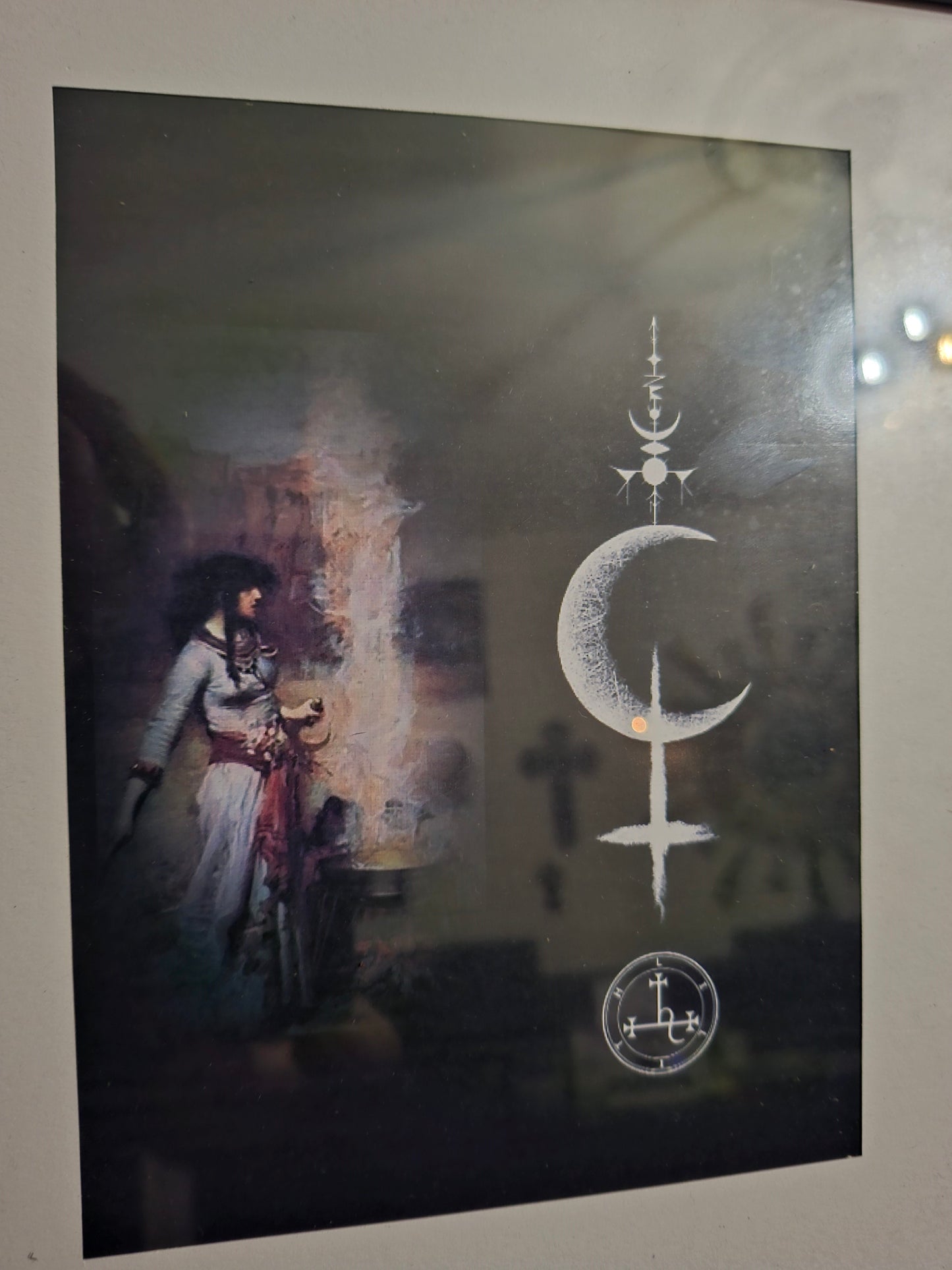 Oddity Curiosity Witchy Witch Witchcraft Occult "Witch with sigil of lilith " framed art