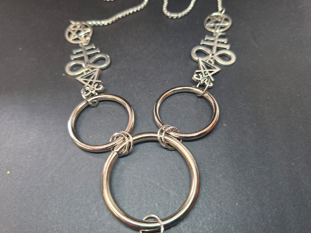 O Ring Necklace • Satanic Trinity • Custom Charm • Occult Gothic Witchy