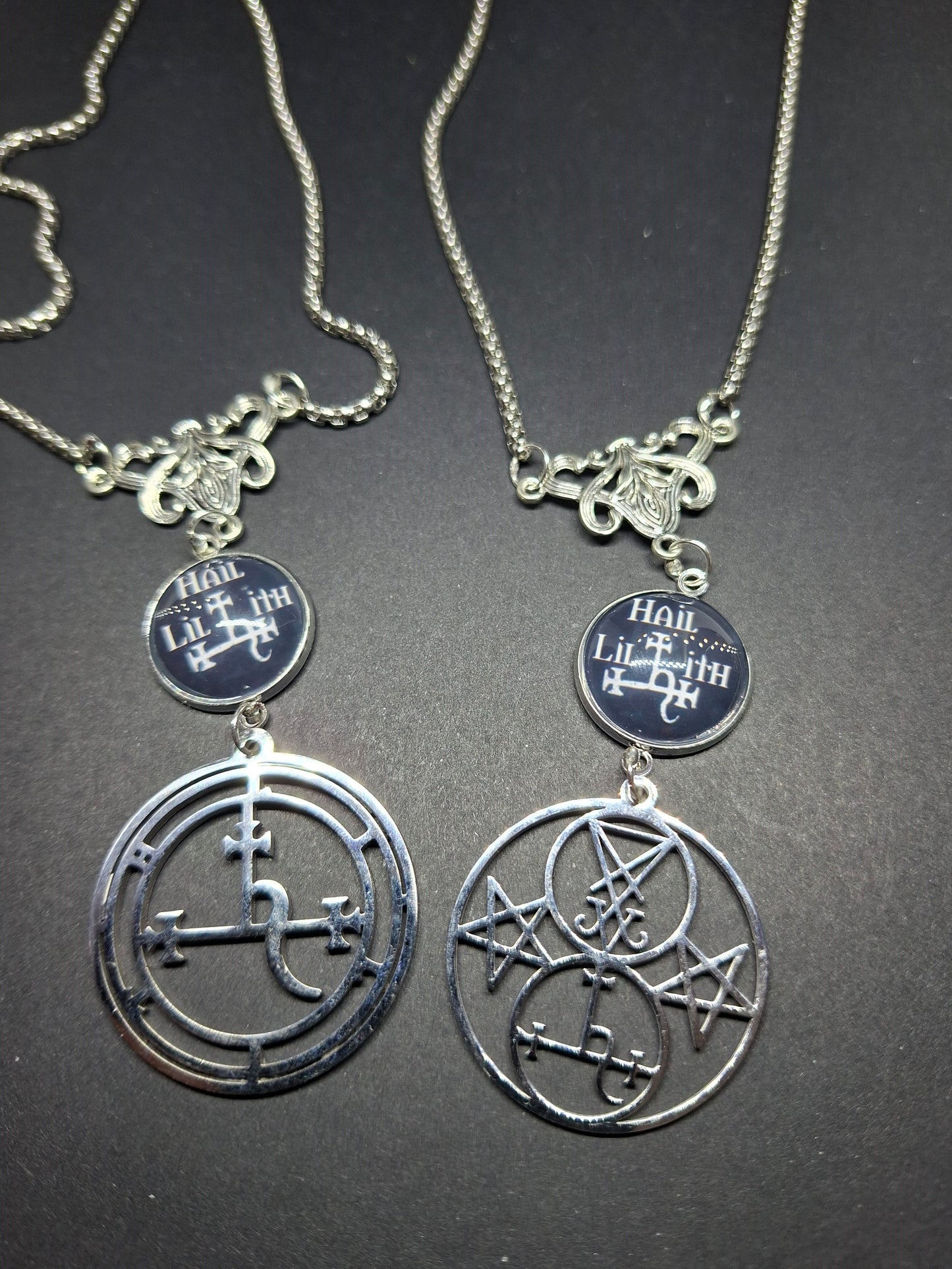 Nouveau style necklace with"Hail Lilith with sigil details :goth witchy killstar satanic