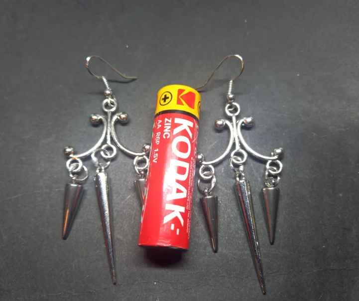 Oddity Curiosity Goth Gothic Witchy Killstar "Chandelier" three spiked earrings