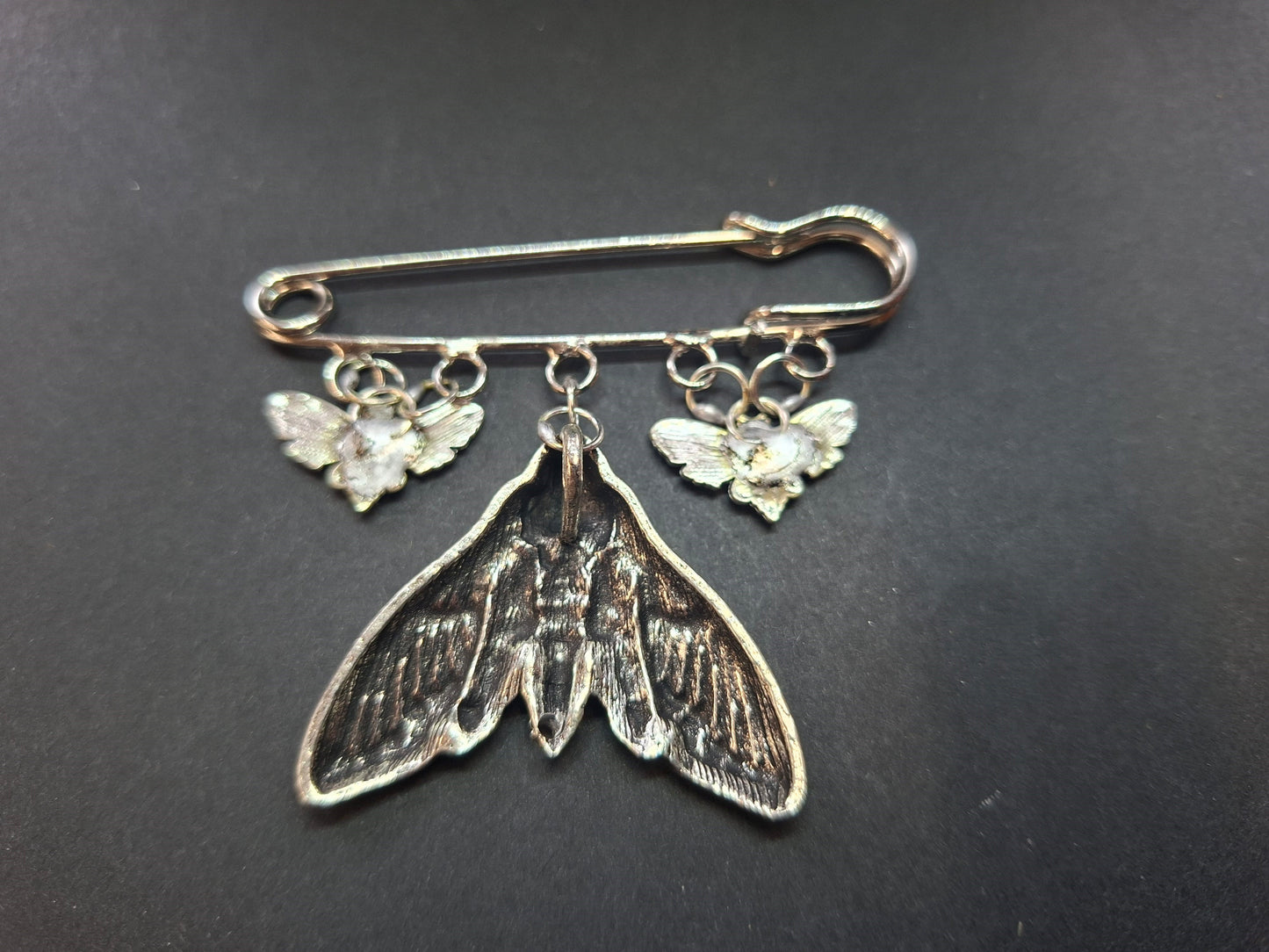Kilt pin brooch ,3 Death head moths :goth witchy pagan witch accessory