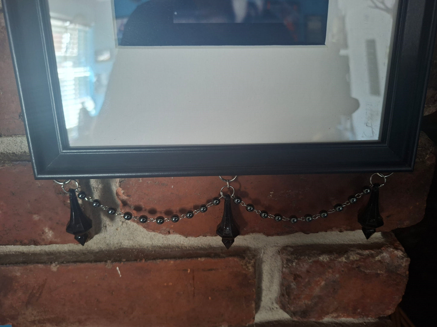 Framed Art , Bride "Good Intentions " with rosary and crystals :Gothic Witchy homewares