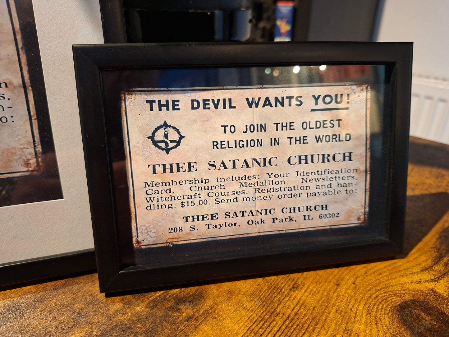 framed art "Thee Church Of Satan" :Oddity Curiosity satanic goth witchy homeware