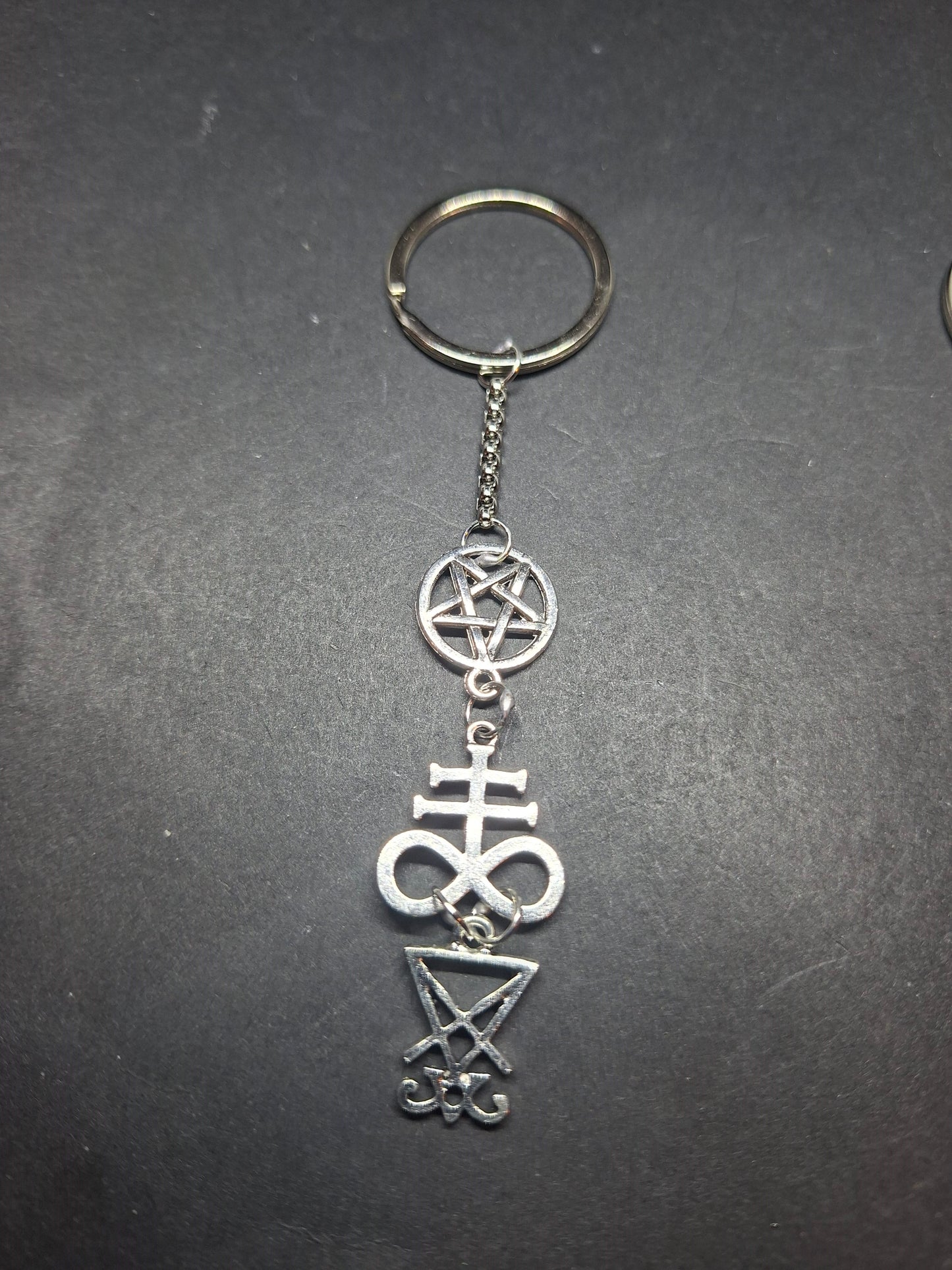 oddity curiosity goth gothic witchy killstar satanic Occult Baphomet or satanic trinity key ring