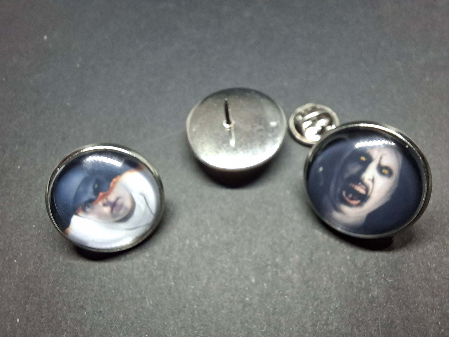 Set of 3 Snap Back Pin Badges ,The Conjuring inspired "Nun"