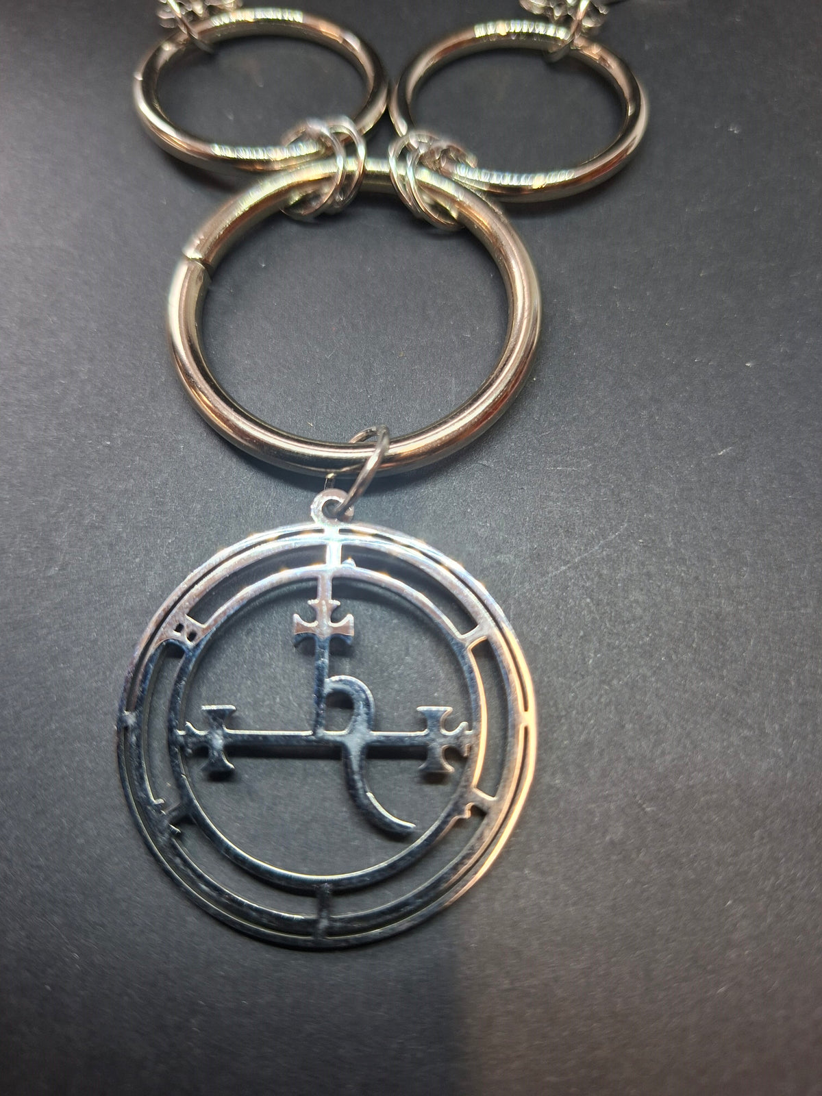 O Ring Necklace • Satanic Trinity • Custom Charm • Occult Gothic Witchy