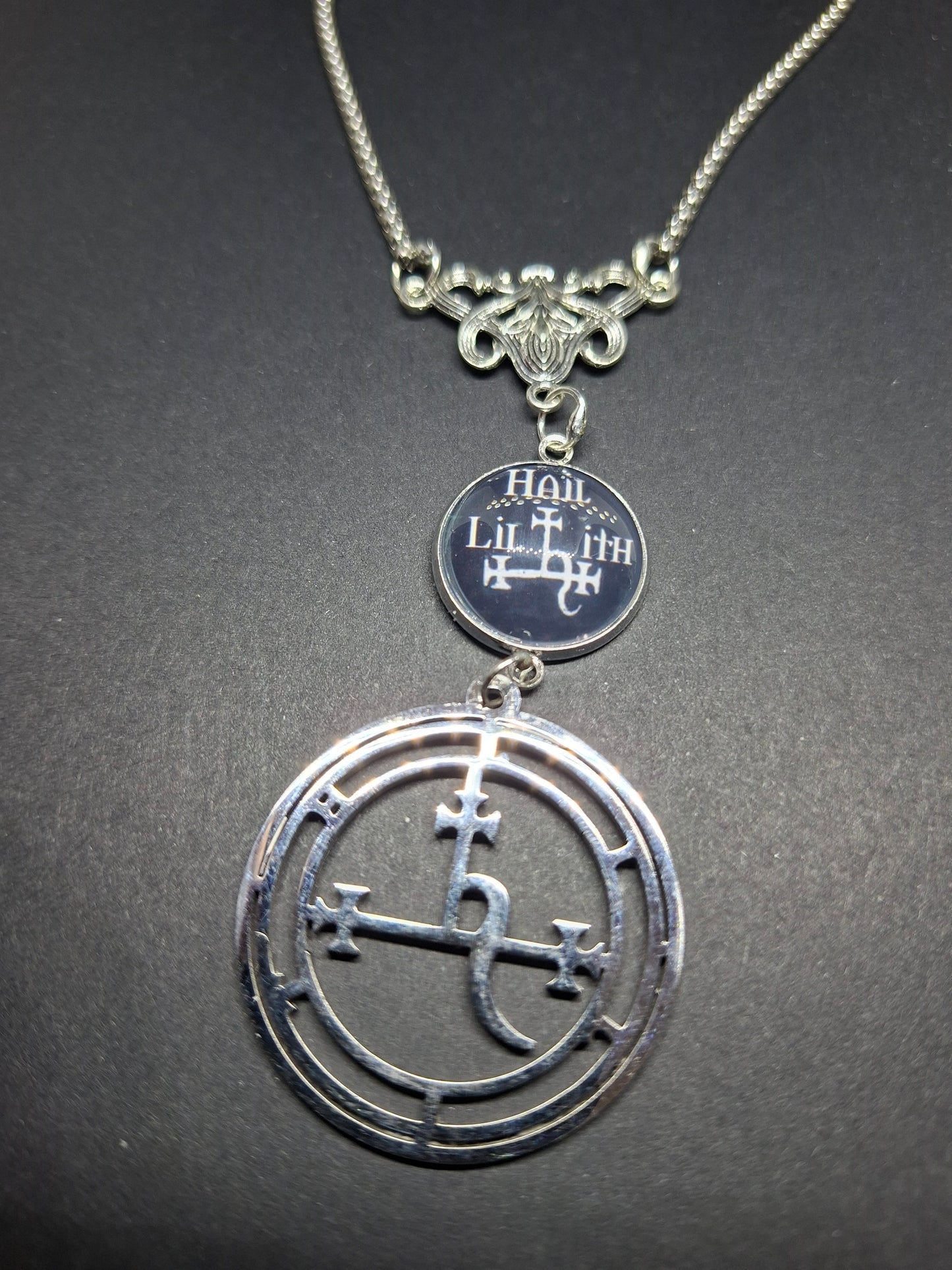Nouveau style necklace with"Hail Lilith with sigil details :goth witchy killstar satanic