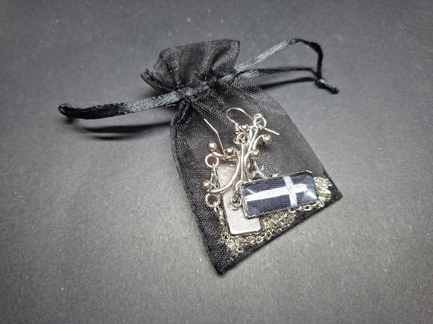 Chandelier earrings" inverted cross image with chains" :Satanic witchy witchcraft goth ritual jewelry