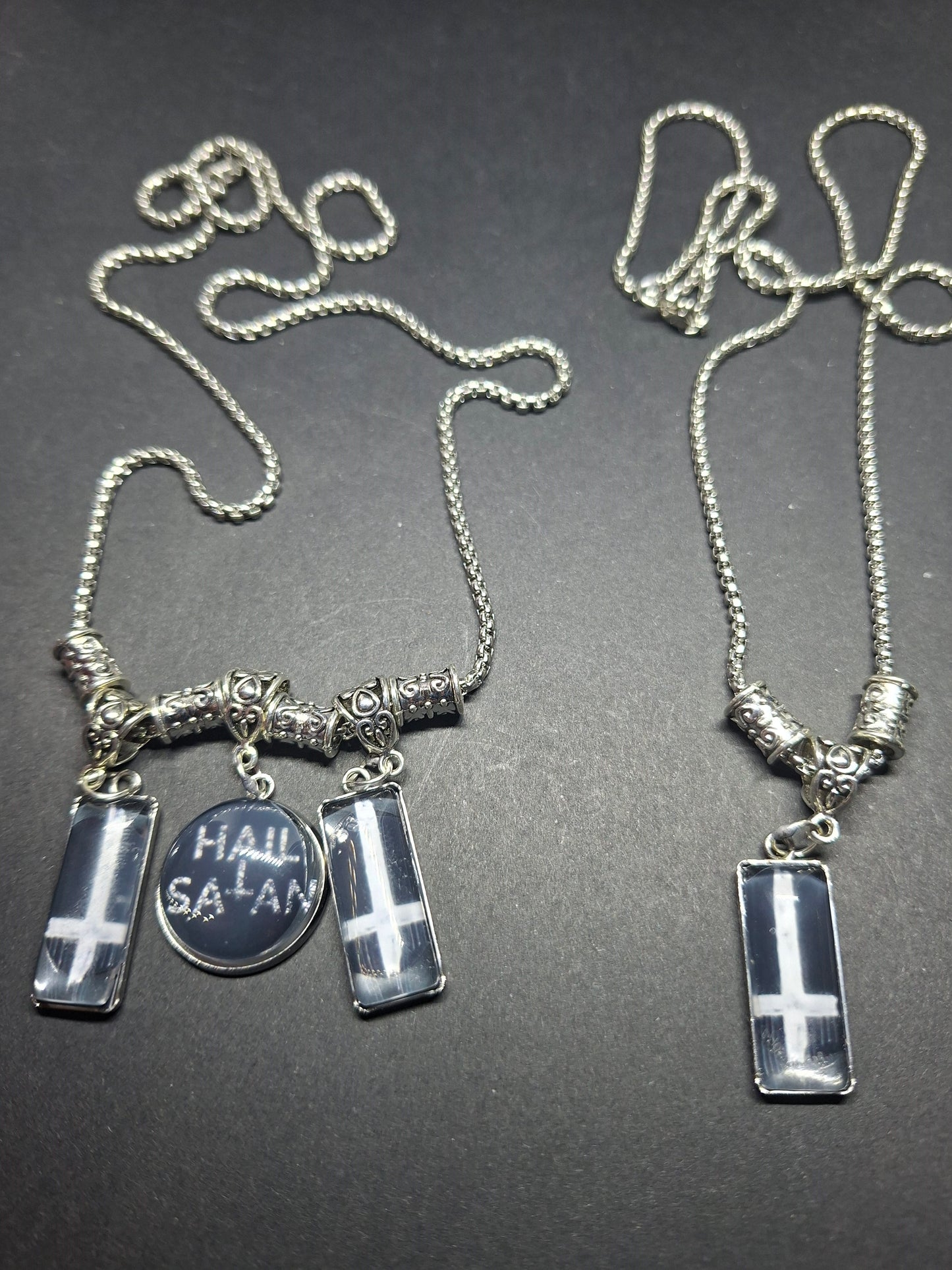 Satanic necklace "Hail Satan with inverted crosses" :goth witchy killstar occult ritual jewelry