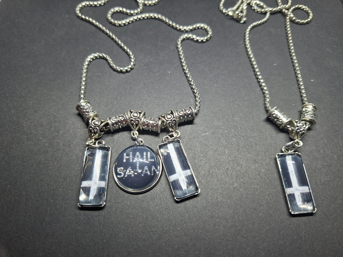 Satanic necklace "Hail Satan with inverted crosses" :goth witchy killstar occult ritual jewelry