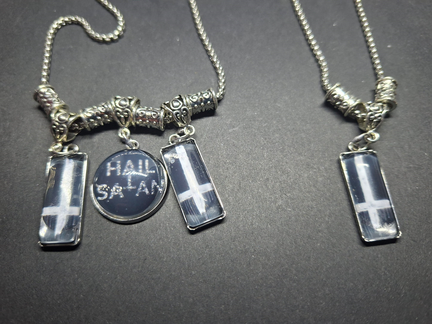 Satanic necklace "Hail Satan with inverted crosses" :goth witchy killstar occult ritual jewelry