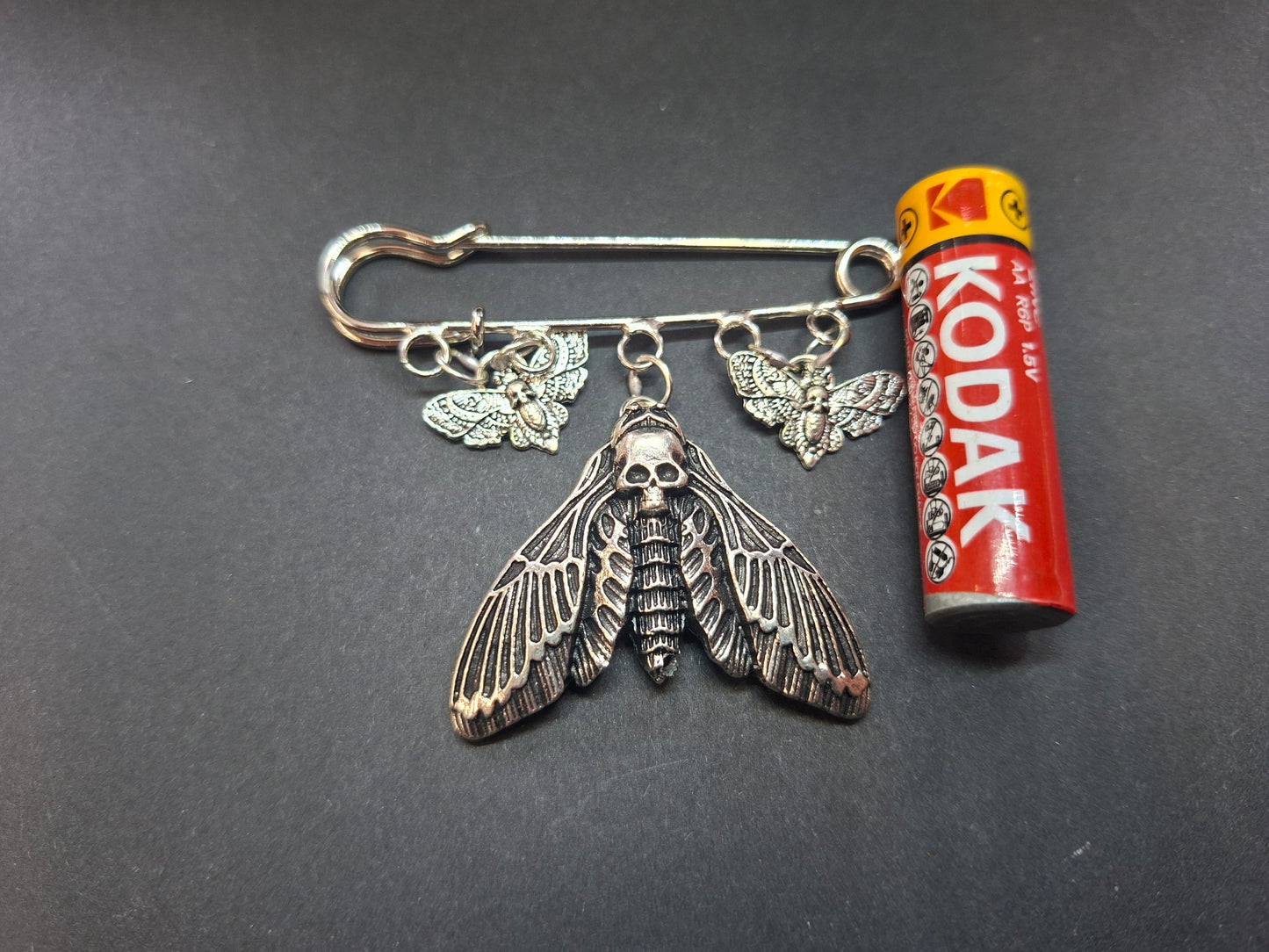 Kilt pin brooch ,3 Death head moths :goth witchy pagan witch accessory