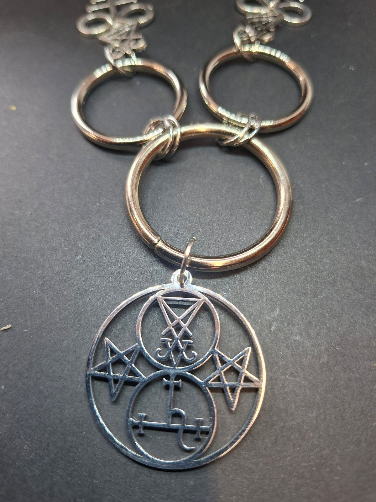 O Ring Necklace • Satanic Trinity • Custom Charm • Occult Gothic Witchy