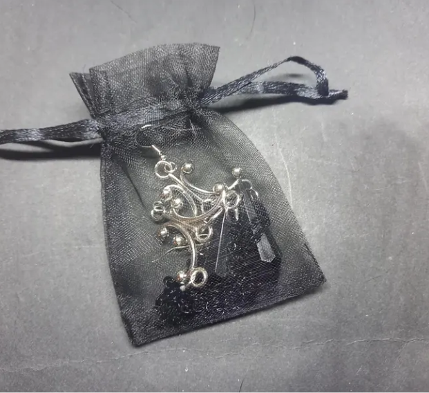 Oddity Curiosity Goth Gothic Witchy Killstar "Chandelier" Black chains and acrylic crystal earrings