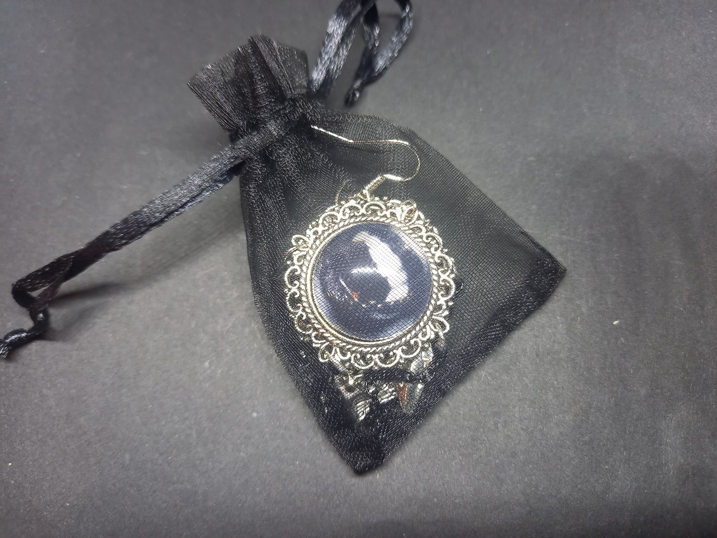 Goth Gothic Witchy Killstar Vampire " FANGS" deluxe ornate earrings with bat charm And chains