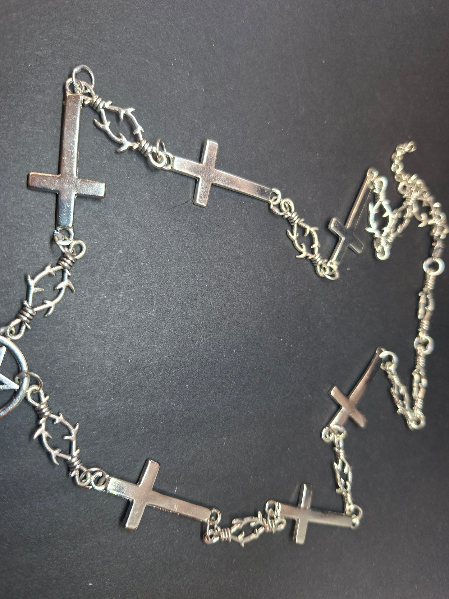 Small Inverted Crucifix & Pentagram Necklace • Goth Witchy Occult Jewellery