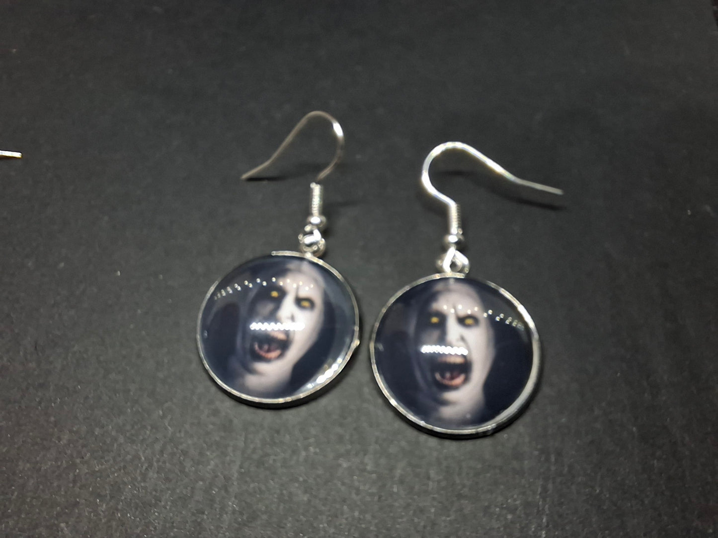Earrings ,The Conjuring inspired "Nun" round or rectangle