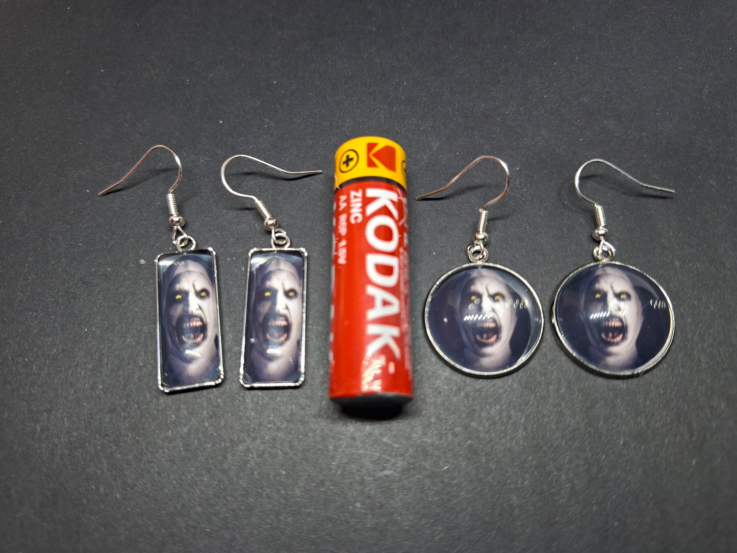 Earrings ,The Conjuring inspired "Nun" round or rectangle