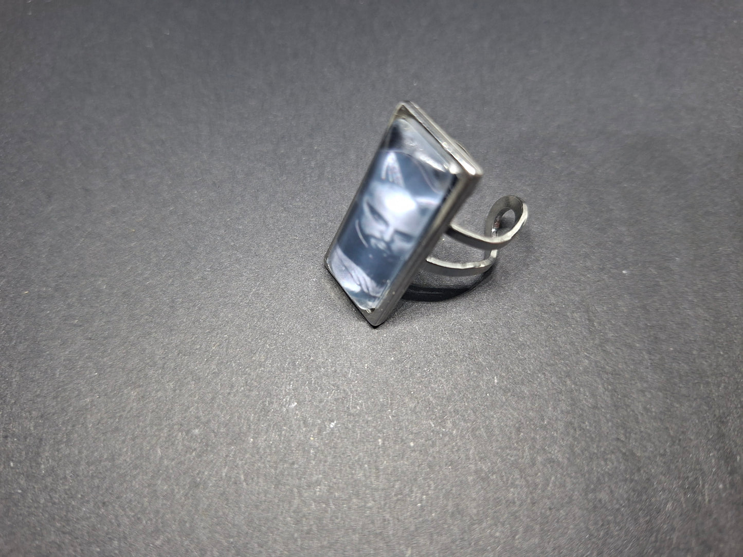 Rectangle adjustable Rings,Anton LaVey : Satanic occult goth witchy ritual jewelry