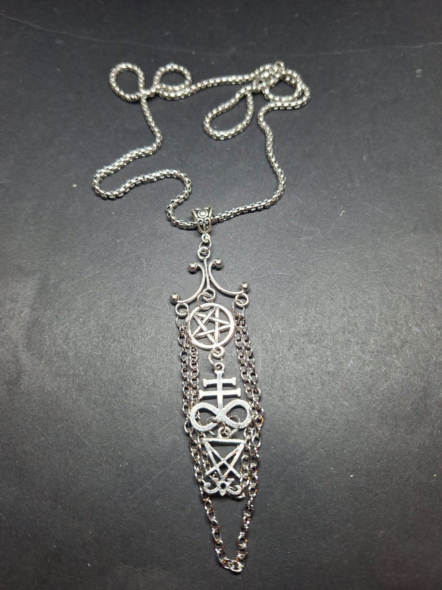 Goth Gothic Witchy witch witchcraft killstar Occult satanic "Satanic Trinity" chandelier necklace