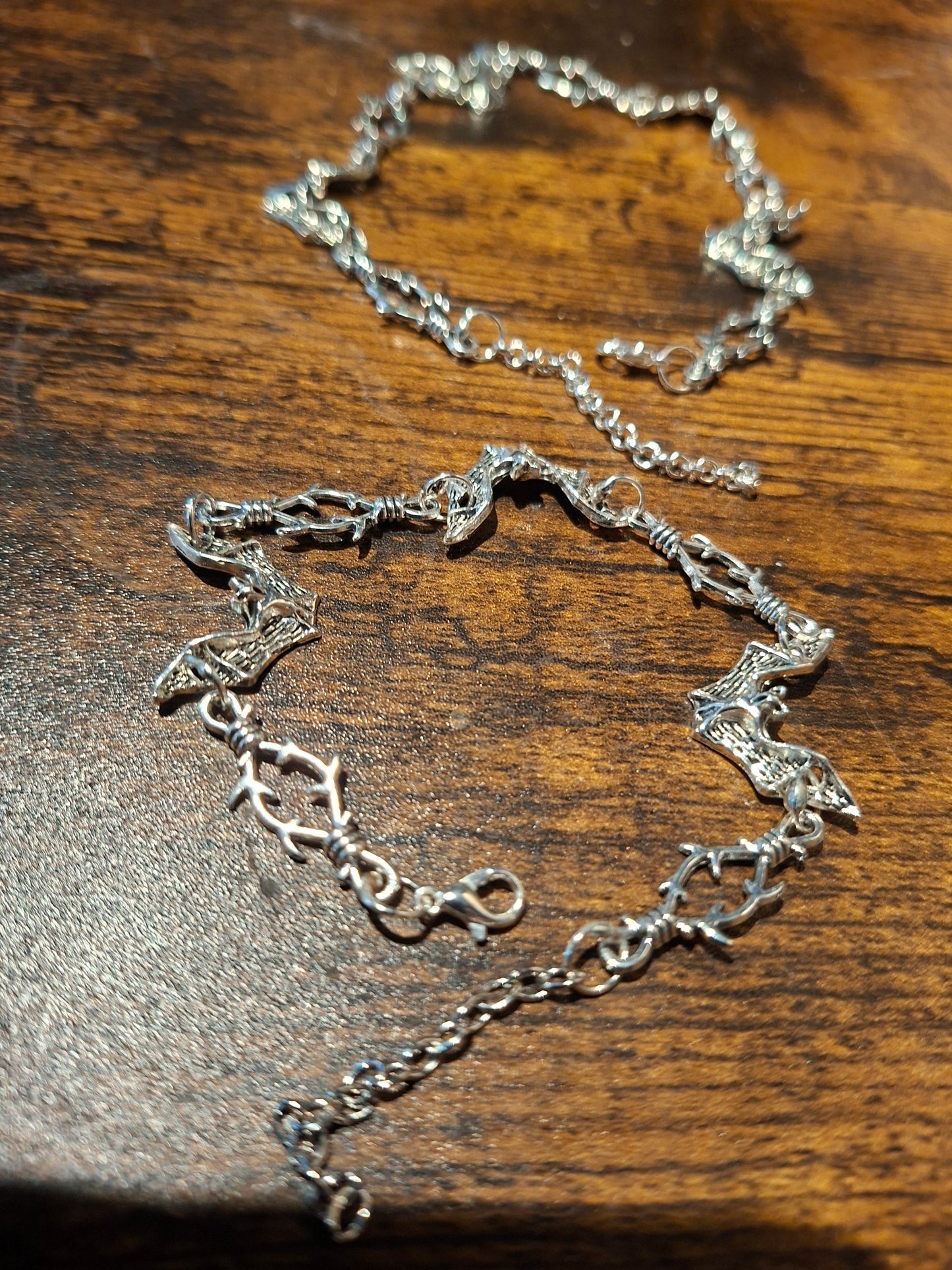Bat and thorn detail bracelet, LARP cosplay Vampire Jewelry :goth gothic witchy