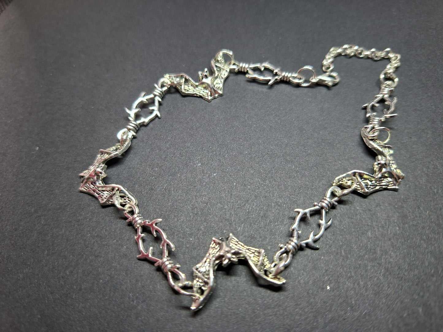 Bat and thorn detail bracelet, LARP cosplay Vampire Jewelry :goth gothic witchy