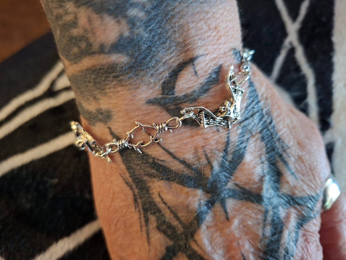 Bat and thorn detail bracelet, LARP cosplay Vampire Jewelry :goth gothic witchy
