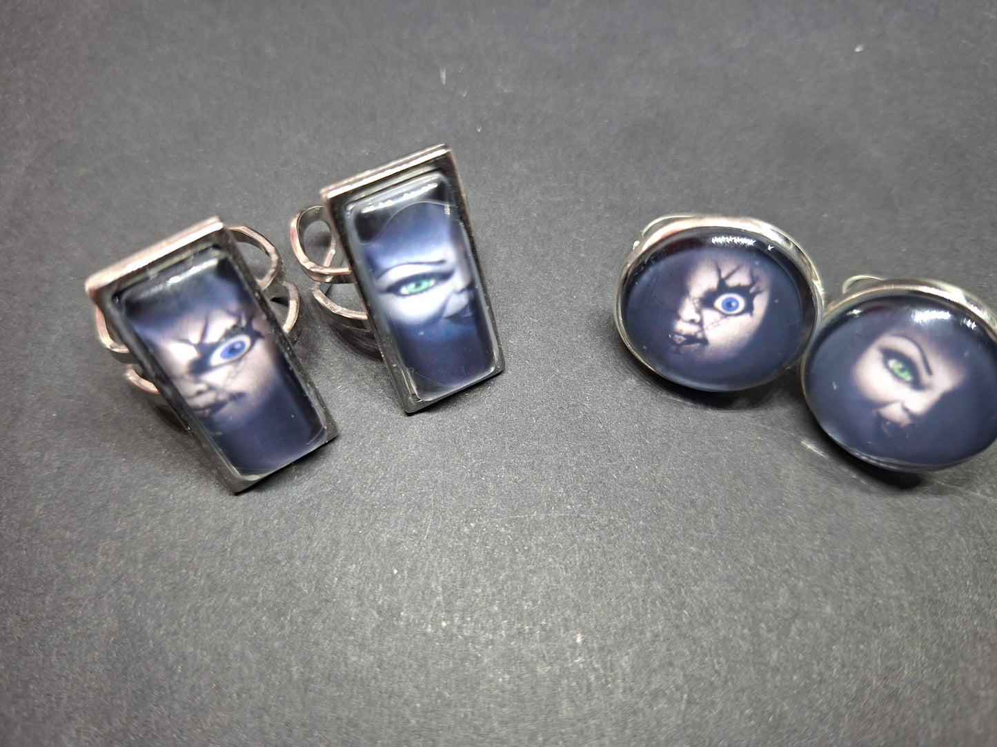 Adjustable Rings,inspired by "Bride of Chucky " Chucky and tiffany