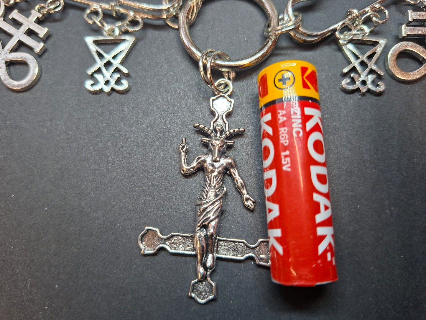 Kilt pin necklace ,Baphomet cross,satanic trinity :Gothic witchy satanic aesthetic
