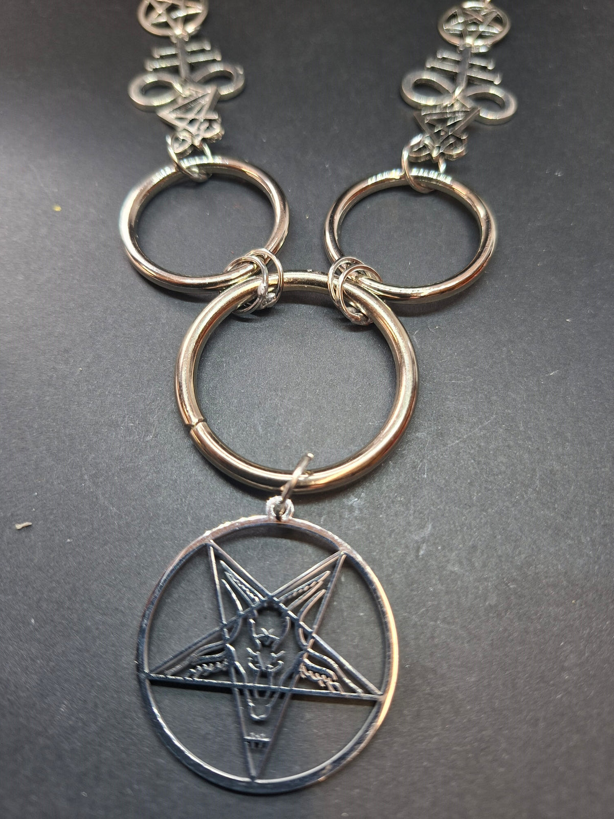 O Ring Necklace • Satanic Trinity • Custom Charm • Occult Gothic Witchy