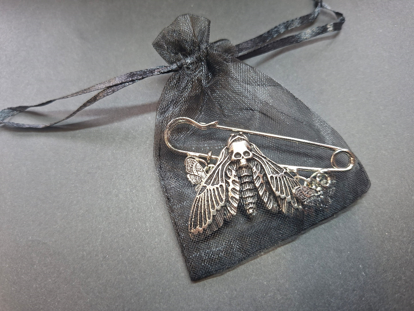 Kilt pin brooch ,3 Death head moths :goth witchy pagan witch accessory