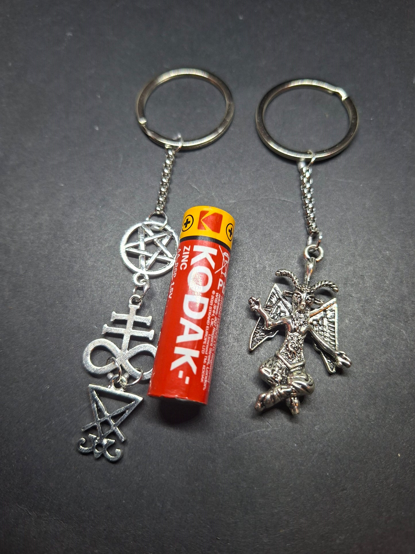 oddity curiosity goth gothic witchy killstar satanic Occult Baphomet or satanic trinity key ring