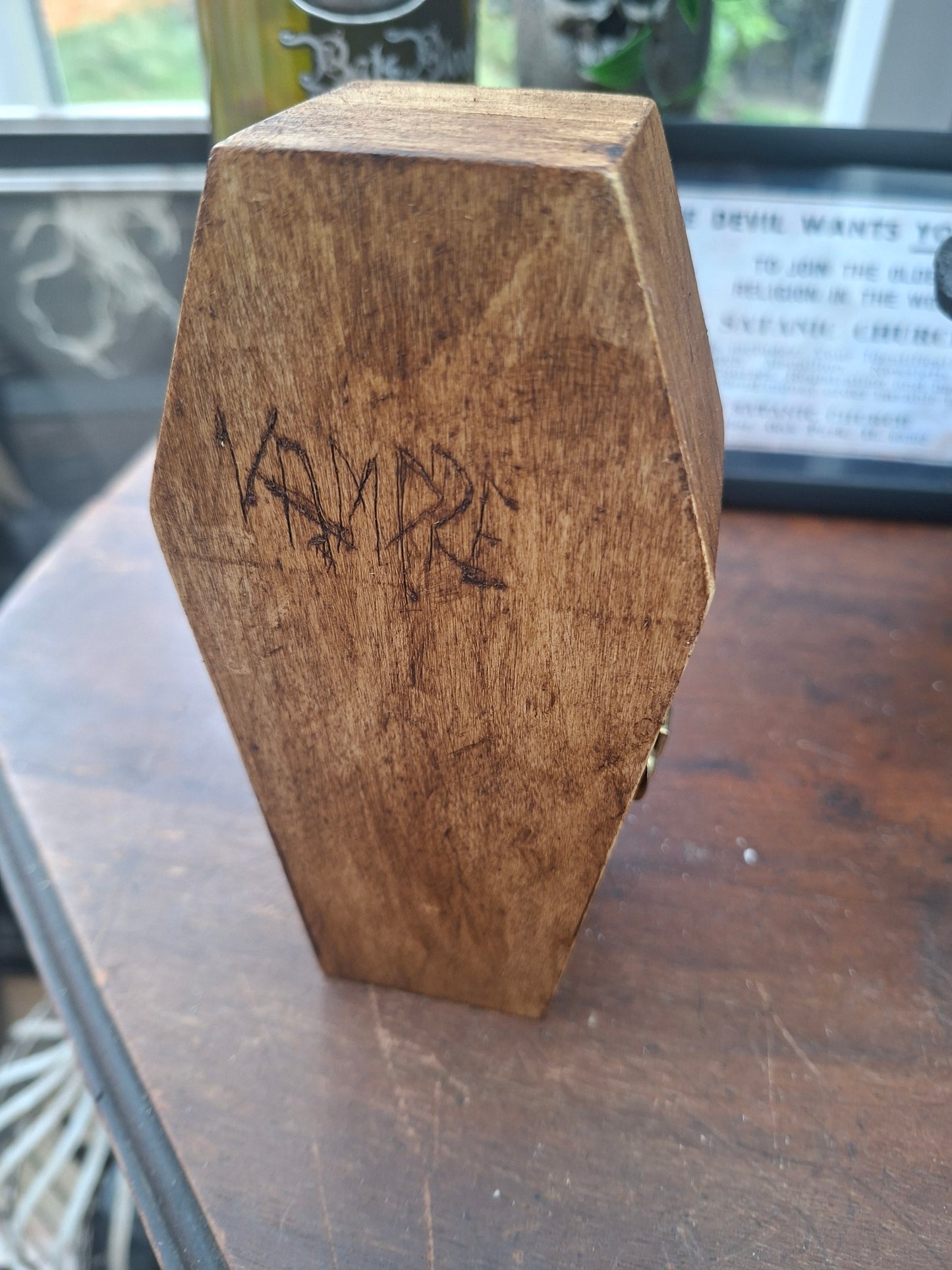 Real Bat in Wooden Coffin • Gothic Witchy Oddity Curiosity Homeware