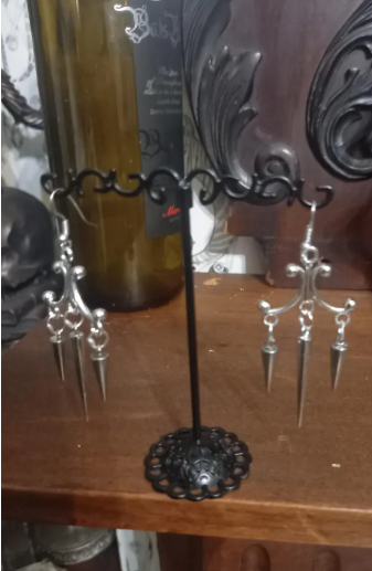 Oddity Curiosity Goth Gothic Witchy Killstar "Chandelier" three spiked earrings