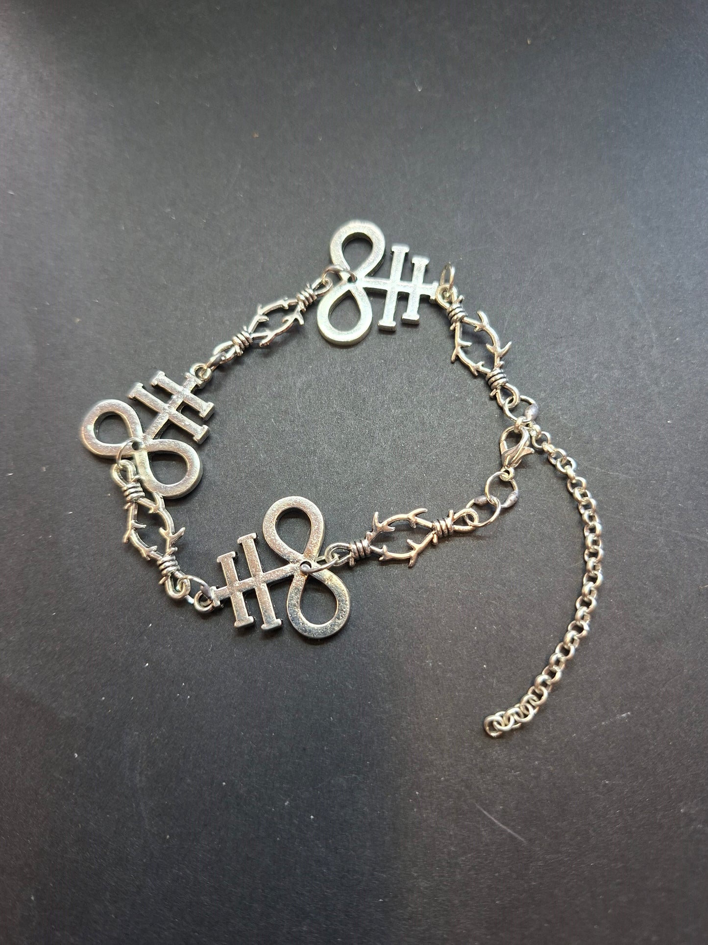 Leviathan/ cross of satan and thorn detail bracelet, :goth witch witchy style
